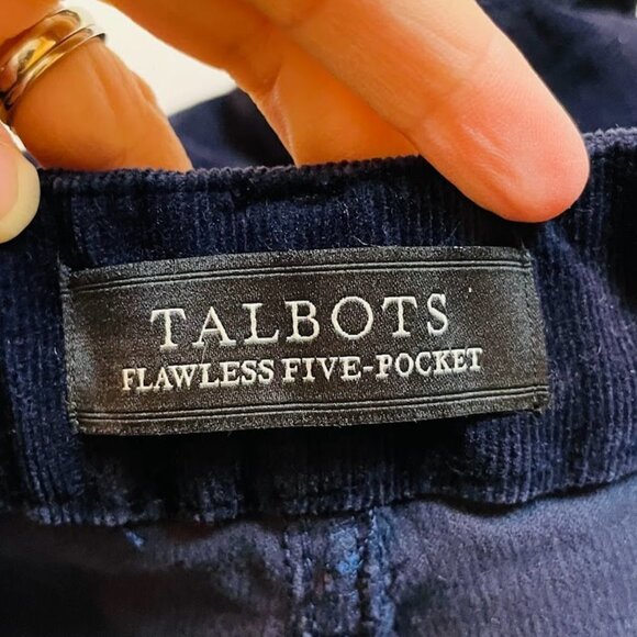 Talbots Pant Trouser Corduroy Navy Blue Slim Ankle Fray Hem Winter Sweater 6 - Picture 8 of 11